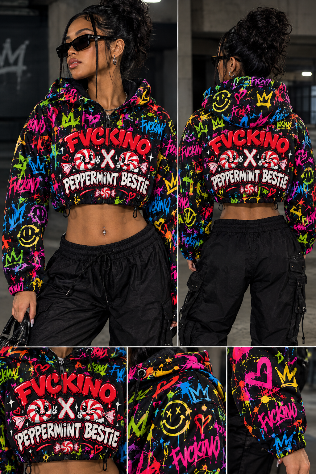 Peppermint  cropped windbreaker